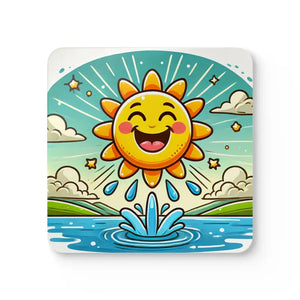 Happy Sunshine Corkwood Coaster Set - Elegant Style - Dipaliz - Cork / 3.75’’ × / Square - Coasters