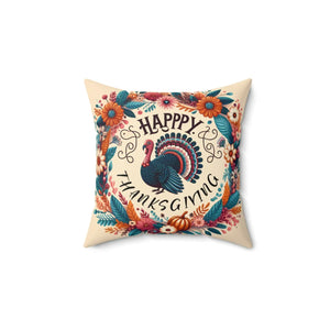 Happy Thanksgiving Turkey – Cozy Polyester Pillow - Dipaliz - Throw Pillows