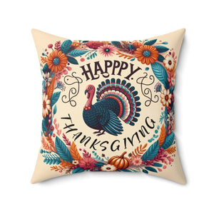 Happy Thanksgiving Turkey – Cozy Polyester Pillow - Dipaliz - Throw Pillows