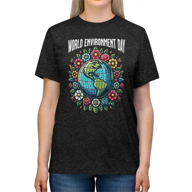 Happy World Environment Day Unisex Triblend Tee - Black Heather / s T-shirt