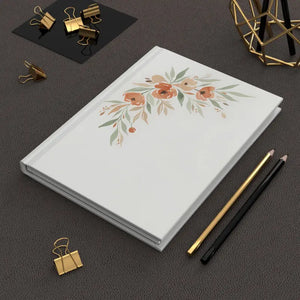 Hardcover Journal - Peach Floral Corner Sketch Matte Notebook - Dipaliz - Paper Products