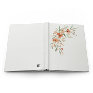 Matte Hardcover Journal Peach Floral Corner Daily Gratitude - Dipaliz - Journals