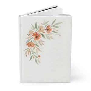 Matte Hardcover Journal Peach Floral Corner Daily Gratitude - Dipaliz - Journals