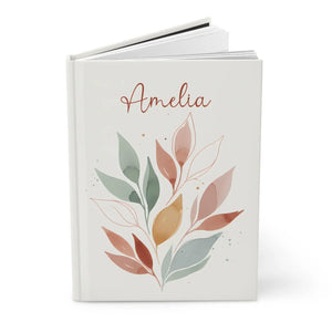 Personalized Floral Leaves Hardcover - Matte Laminated Cover - Dipaliz - Journals