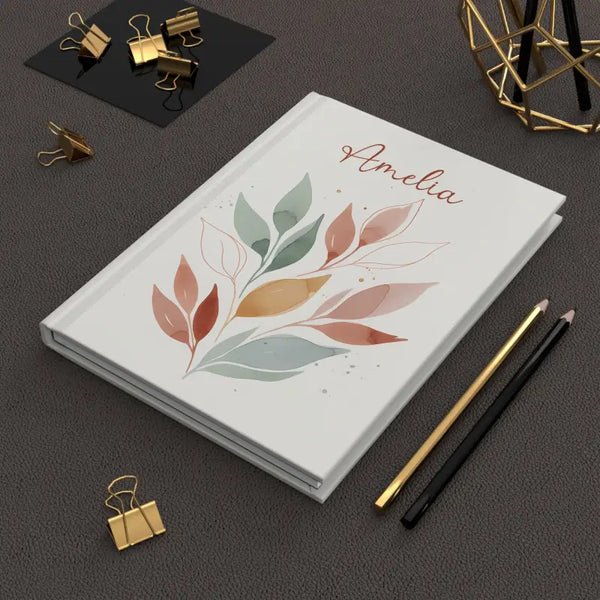 Personalized Floral Leaves Hardcover Journal - Matte Botanical - Dipaliz - Paper Products