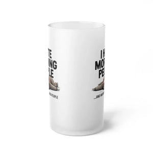 Frosted Glass Beer Mug Sloth Morning People 16oz Dipaliz - Glasses