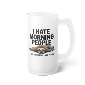 Frosted Glass Beer Mug Sloth Morning People 16oz Dipaliz - Glasses