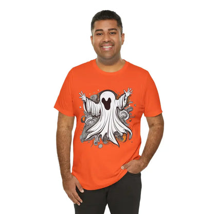 Captivating Spooky Ghost Jersey Short Sleeve Tee - Orange / s T-shirt