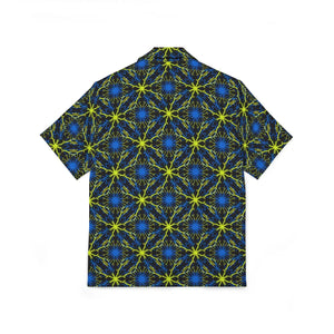 Vibrant Hawaiian Camp Shirt - Blue Lime Geometric - Dipaliz - Shirts - s