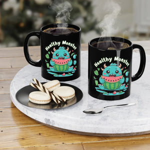 Quirky Monstrous Mornings Black Mug - Watermelon - Dipaliz - Mugs