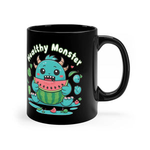 Quirky Monstrous Mornings Black Mug - Watermelon - Dipaliz - Mugs