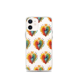 Colorful Hearts Clear Case - Stylish Iphone Protection - Dipaliz - 12 Mini - Mobile Phone Cases