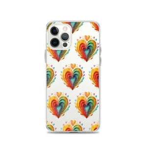 Colorful Hearts Clear Case - Stylish Iphone Protection - Dipaliz - 12 Pro - Mobile Phone Cases