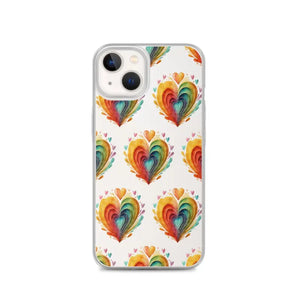 Colorful Hearts Clear Case - Stylish Iphone Protection - Dipaliz - 13 - Mobile Phone Cases