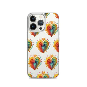 Colorful Hearts Clear Case - Stylish Iphone Protection - Dipaliz - 13 Pro - Mobile Phone Cases