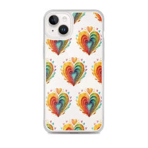 Colorful Hearts Clear Case - Stylish Iphone Protection - Dipaliz - 14 Plus - Mobile Phone Cases