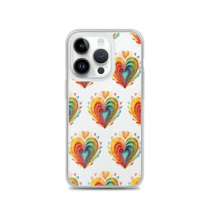 Colorful Hearts Clear Case - Stylish Iphone Protection - Dipaliz - 14 Pro - Mobile Phone Cases