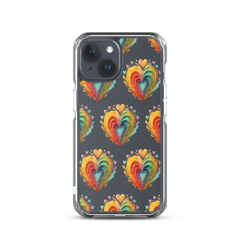 Add Sparkle with a Clear Hearts Phone Case for your Iphone! - Iphone 15 Case