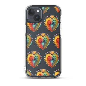 Colorful Hearts Clear Case - Stylish Iphone Protection - Dipaliz - 15 Plus - Mobile Phone Cases