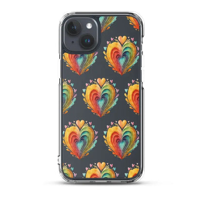 Add Sparkle with a Clear Hearts Phone Case for your Iphone! - Iphone 15 Plus Case