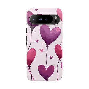 Heart Balloons Phone Case - Cute Tough Love Design - Dipaliz - Google Pixel 9 Pro Xl / Glossy - Mobile Cases