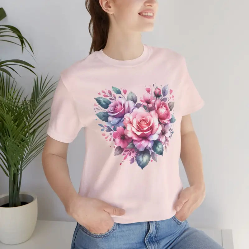 Cozy Heart Blossoms Jersey Short Sleeve Tee - Soft Pink / s T-shirt