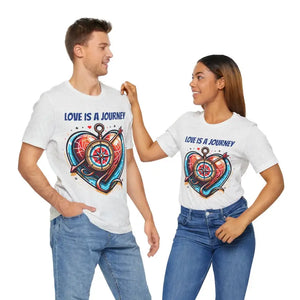 Heart Compass Short Sleeve Tee - Love Journey Cotton - Dipaliz - Ash / s - T-shirts