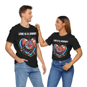 Heart Compass Short Sleeve Tee - Love Journey Cotton - Dipaliz - Black / s - T-shirts