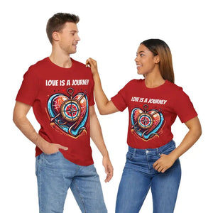 Heart Compass Short Sleeve Tee - Love Journey Cotton - Dipaliz - Red / s - T-shirts