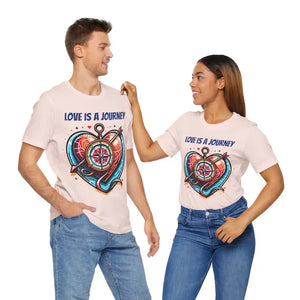 Heart Compass Short Sleeve Tee - Love Journey Cotton - Dipaliz - Soft Pink / s - T-shirts