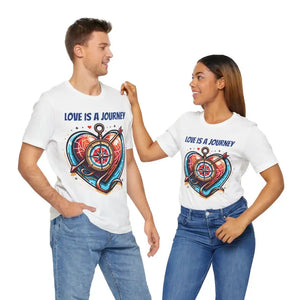 Heart Compass Short Sleeve Tee - Love Journey Cotton - Dipaliz - White / s - T-shirts