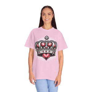 Heart Crown Unisex Garment-dyed T-shirt Pink Graphic Tee - Dipaliz - T-shirts