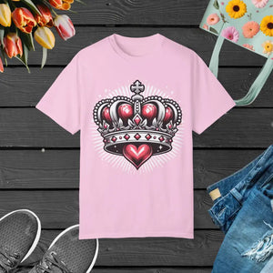 Heart Crown Unisex Garment-dyed T-shirt Pink Graphic Tee - Dipaliz - Blossom / s - T-shirts