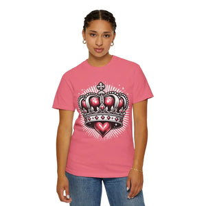 Heart Crown Unisex Garment-dyed T-shirt Pink Graphic Tee - Dipaliz - T-shirts