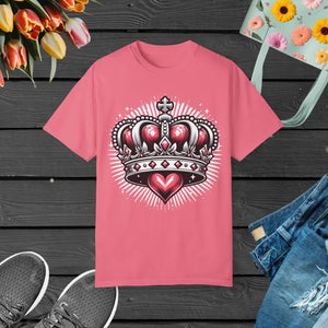 Heart Crown Unisex Garment-dyed T-shirt Pink Graphic Tee - Dipaliz - T-shirts