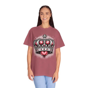 Heart Crown Unisex Garment-dyed T-shirt Pink Graphic Tee - Dipaliz - T-shirts