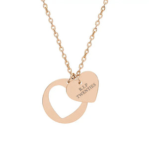 Accessories - Heart Cutout Necklace Engraved Memorial Keepsake - Dipaliz one Size / 18k Rose Gold Pvd Coating