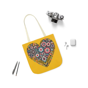 Chic Flowers Canvas Tote - Heart Design Everyday Bag - Dipaliz - Bags