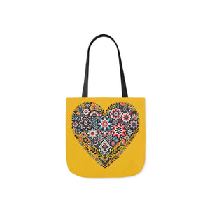 Chic Flowers Canvas Tote - Heart Design Everyday Bag - Dipaliz - Bags
