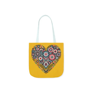 Chic Flowers Canvas Tote - Heart Design Everyday Bag - Dipaliz - Bags