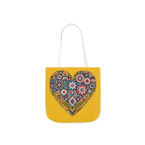 Chic Flowers Canvas Tote - Heart Design Everyday Bag - Dipaliz - Bags