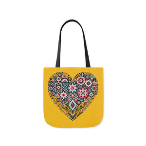 Chic Flowers Canvas Tote - Heart Design Everyday Bag - Dipaliz - Bags