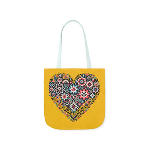 Chic Flowers Canvas Tote - Heart Design Everyday Bag - Dipaliz - Bags