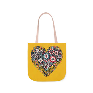 Chic Flowers Canvas Tote - Heart Design Everyday Bag - Dipaliz - Bags