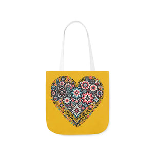 Chic Flowers Canvas Tote - Heart Design Everyday Bag - Dipaliz - Bags