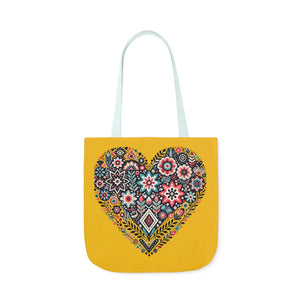 Chic Flowers Canvas Tote - Heart Design Everyday Bag - Dipaliz - Bags