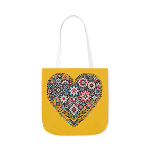 Chic Flowers Canvas Tote - Heart Design Everyday Bag - Dipaliz - Bags