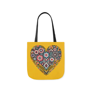 Chic Flowers Canvas Tote - Heart Design Everyday Bag - Dipaliz - Bags