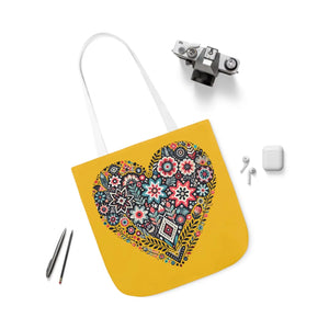 Chic Flowers Canvas Tote - Heart Design Everyday Bag - Dipaliz - Bags