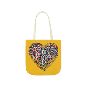 Chic Flowers Canvas Tote - Heart Design Everyday Bag - Dipaliz - Bags